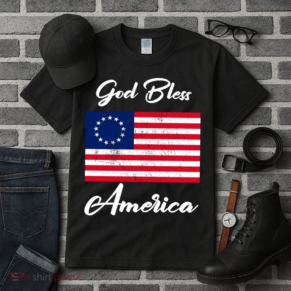 Patriotic Betsy Ross Flag God Bless America Tall T-Shirt