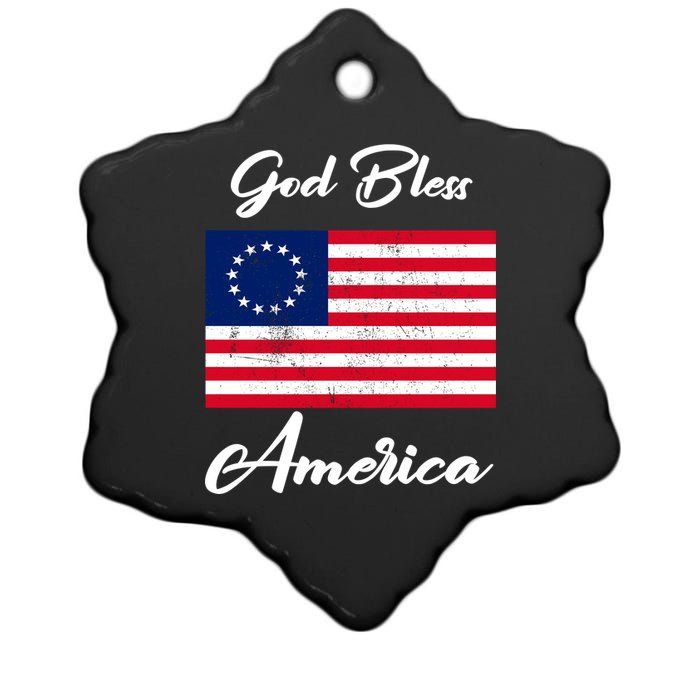 Patriotic Betsy Ross Flag God Bless America Ceramic Star Ornament