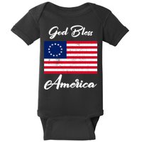 Patriotic Betsy Ross Flag God Bless America Baby Bodysuit