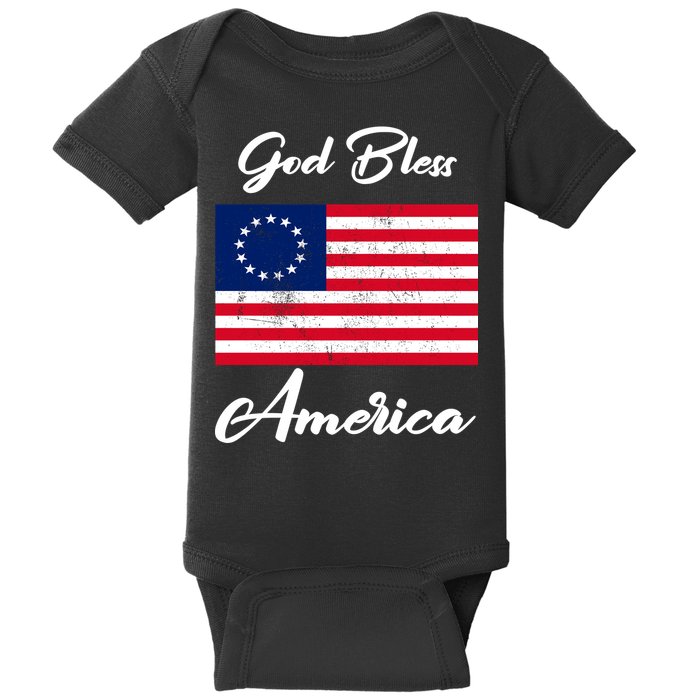 Patriotic Betsy Ross Flag God Bless America Baby Bodysuit