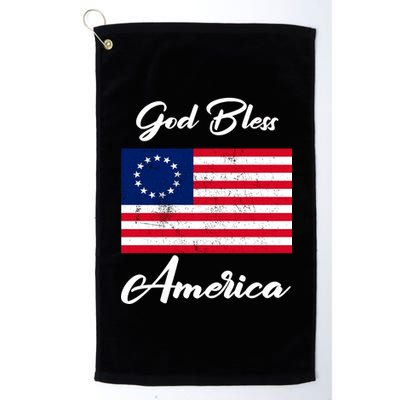 Patriotic Betsy Ross Flag God Bless America Platinum Collection Golf Towel