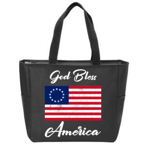 Patriotic Betsy Ross Flag God Bless America Zip Tote Bag