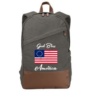 Patriotic Betsy Ross Flag God Bless America Cotton Canvas Backpack