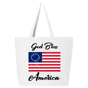 Patriotic Betsy Ross Flag God Bless America 25L Jumbo Tote