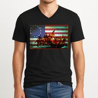 Patriotic Betsy Ross The Crossing Of Delaware V-Neck T-Shirt