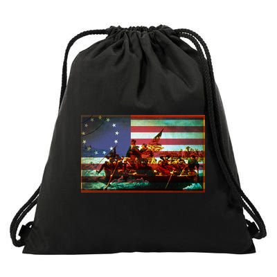 Patriotic Betsy Ross The Crossing Of Delaware Drawstring Bag