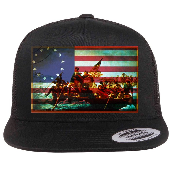 Patriotic Betsy Ross The Crossing Of Delaware Flat Bill Trucker Hat