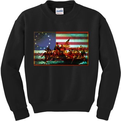 Patriotic Betsy Ross The Crossing Of Delaware Kids Sweatshirt