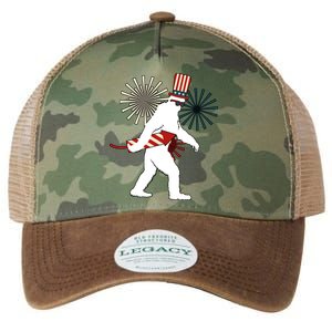 Patriotic Bigfoot Fireworks 4th of July Legacy Tie Dye Trucker Hat