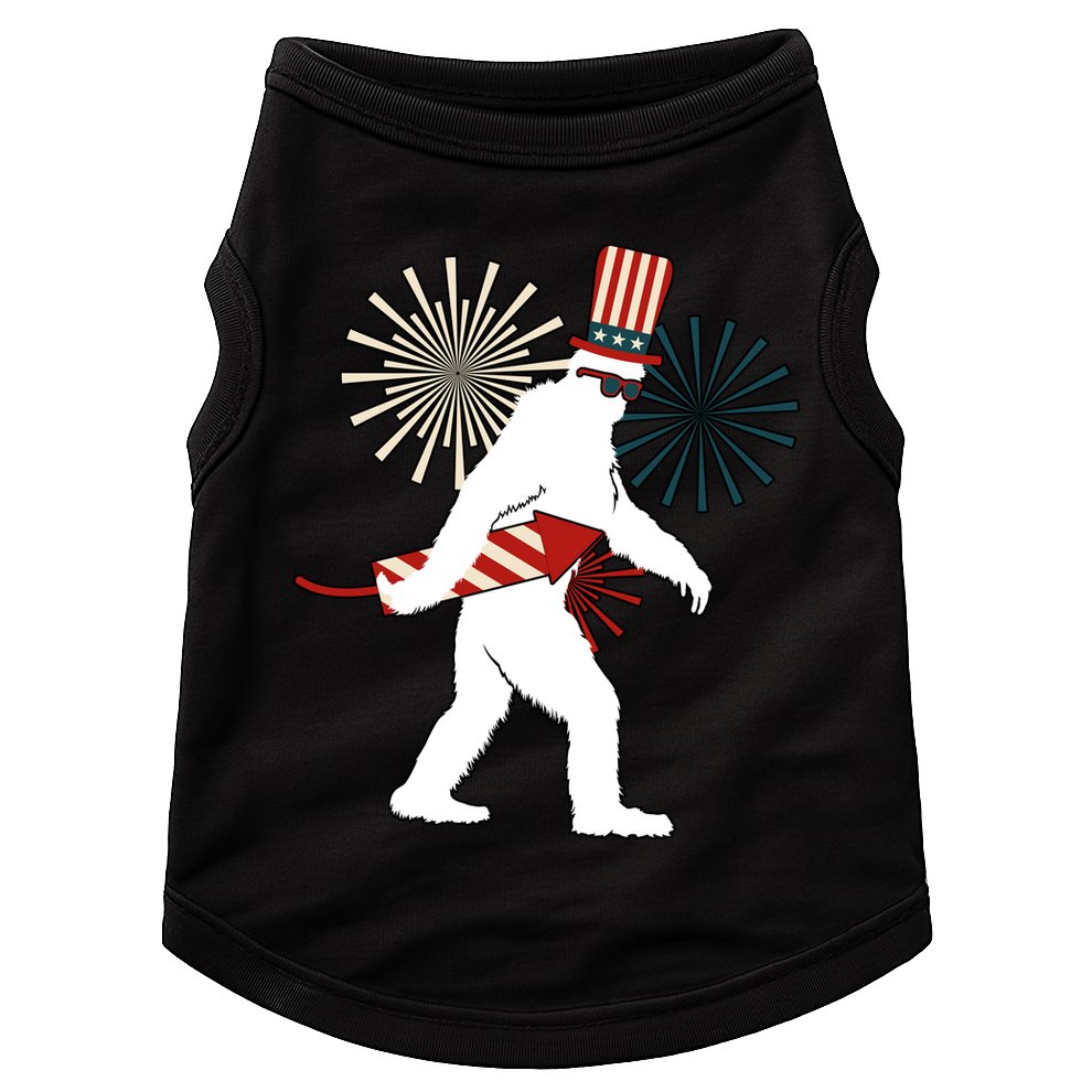 Patriotic Bigfoot Fireworks 4th of July Doggie Tank