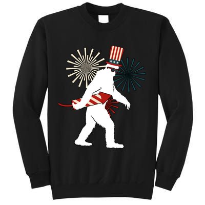Patriotic Bigfoot Fireworks 4th of July Sweatshirt