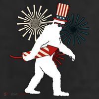 Patriotic Bigfoot Fireworks 4th of July 11oz C Handle Ceramic Mug