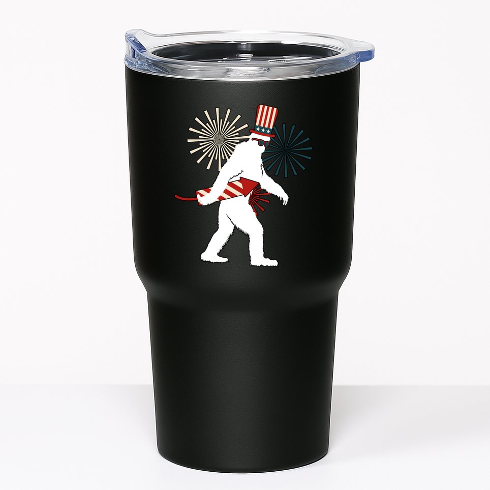 Patriotic Bigfoot Fireworks 4th of July Tumbler