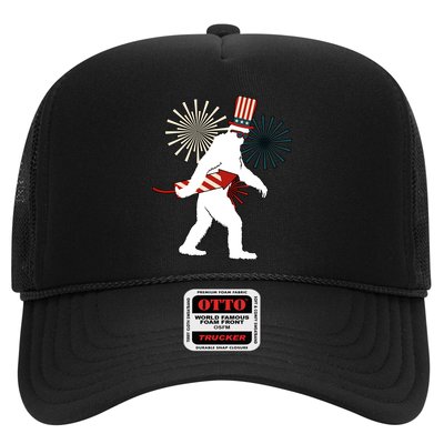Patriotic Bigfoot Fireworks 4th of July Trucker Hat