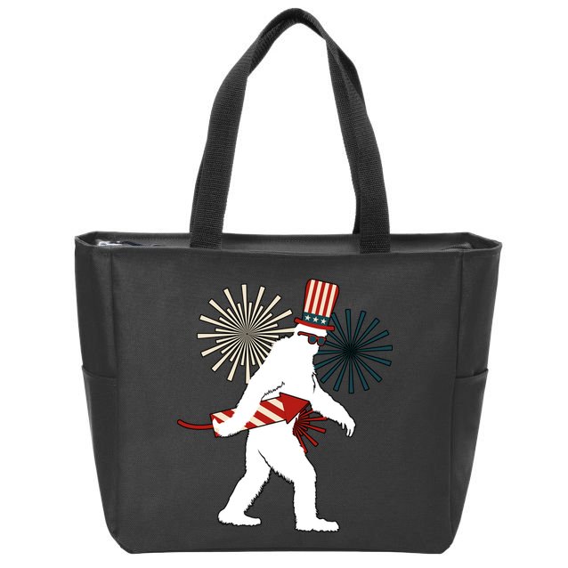 Patriotic Bigfoot Fireworks 4th of July Zip Tote Bag