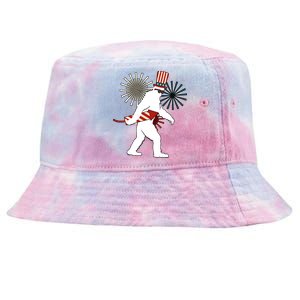 Patriotic Bigfoot Fireworks 4th of July Tie-Dyed Bucket Hat