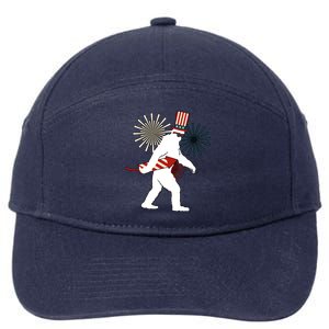 Patriotic Bigfoot Fireworks 4th of July 7-Panel Snapback Hat