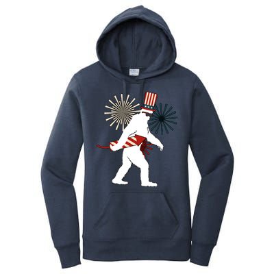 Patriotic Bigfoot Fireworks 4th of July Women's Pullover Hoodie