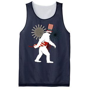 Patriotic Bigfoot Fireworks 4th of July Mesh Reversible Basketball Jersey Tank