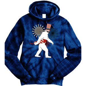 Patriotic Bigfoot Fireworks 4th of July Tie Dye Hoodie