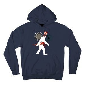 Patriotic Bigfoot Fireworks 4th of July Tall Hoodie