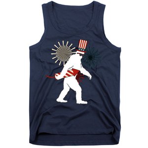 Patriotic Bigfoot Fireworks 4th of July Tank Top