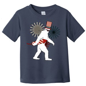 Patriotic Bigfoot Fireworks 4th of July Toddler T-Shirt