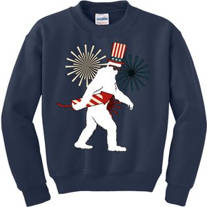 Patriotic Bigfoot Fireworks 4th of July Kids Sweatshirt