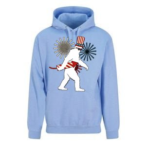 Patriotic Bigfoot Fireworks 4th of July Unisex Surf Hoodie