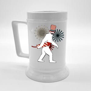 Patriotic Bigfoot Fireworks 4th of July Beer Stein