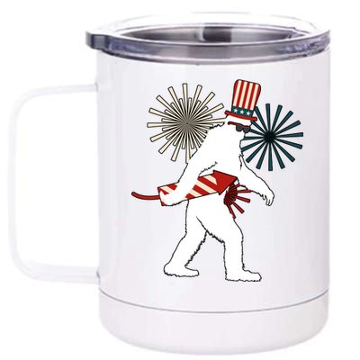 Patriotic Bigfoot Fireworks 4th of July 12 oz Stainless Steel Tumbler Cup