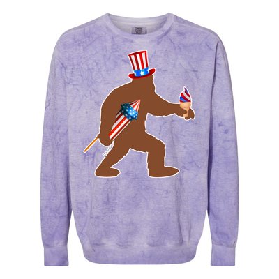 Patriotic Bigfoot Fireworks USA Colorblast Crewneck Sweatshirt