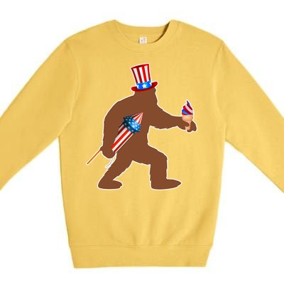 Patriotic Bigfoot Fireworks USA Premium Crewneck Sweatshirt