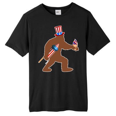 Patriotic Bigfoot Fireworks USA Tall Fusion ChromaSoft Performance T-Shirt