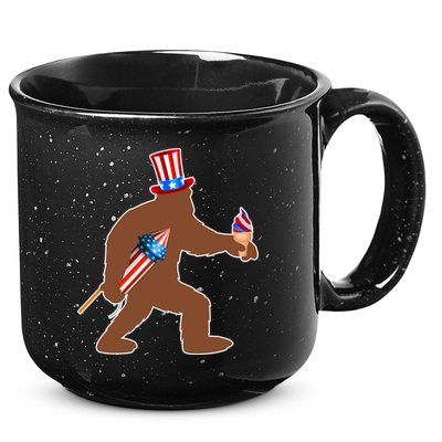 Patriotic Bigfoot Fireworks USA 15oz Campfire Ceramic Mug
