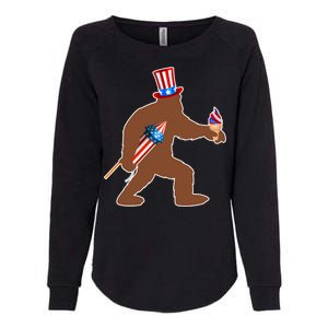 Patriotic Bigfoot Fireworks USA Womens California Wash Sweatshirt