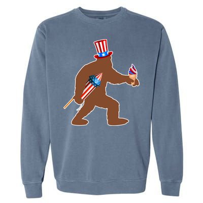 Patriotic Bigfoot Fireworks USA Garment-Dyed Sweatshirt