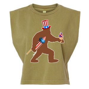 Patriotic Bigfoot Fireworks USA Garment-Dyed Women's Muscle Tee