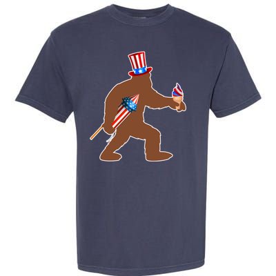 Patriotic Bigfoot Fireworks USA Garment-Dyed Heavyweight T-Shirt