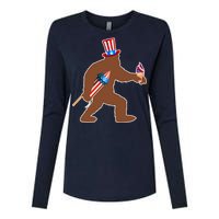 Patriotic Bigfoot Fireworks USA Womens Cotton Relaxed Long Sleeve T-Shirt