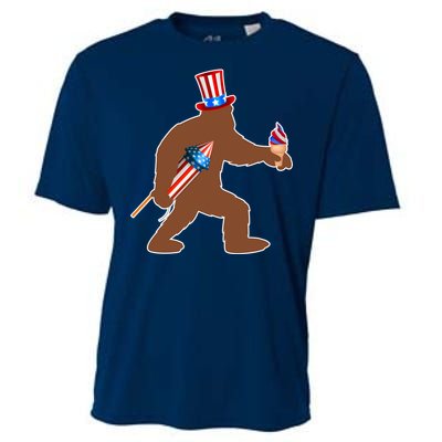 Patriotic Bigfoot Fireworks USA Cooling Performance Crew T-Shirt