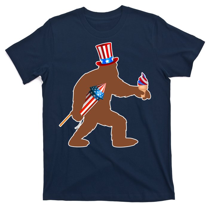 Patriotic Bigfoot Fireworks USA T-Shirt