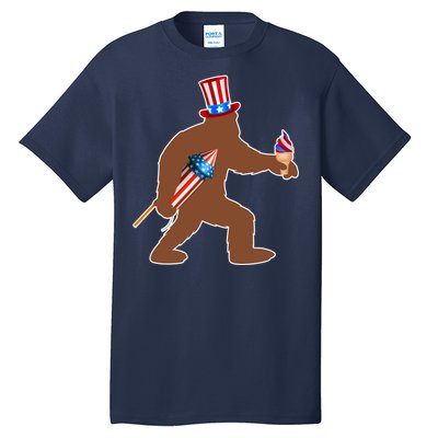 Patriotic Bigfoot Fireworks USA Tall T-Shirt