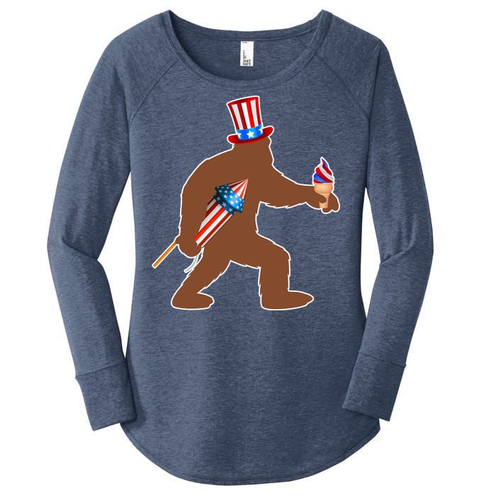 Patriotic Bigfoot Fireworks USA Women's Perfect Tri Tunic Long Sleeve Shirt