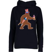 Patriotic Bigfoot Fireworks USA Womens Funnel Neck Pullover Hood