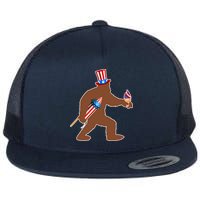 Patriotic Bigfoot Fireworks USA Flatbill Hat