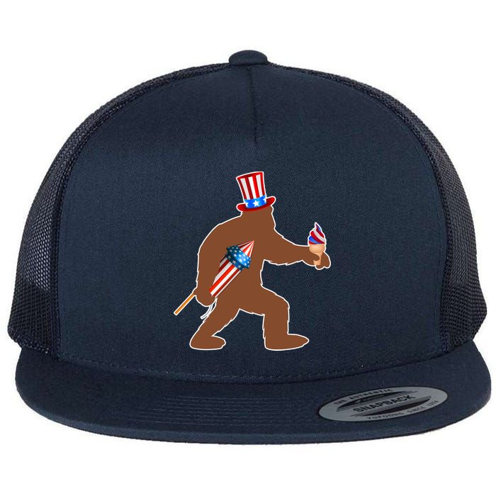 Patriotic Bigfoot Fireworks USA Flatbill Hat