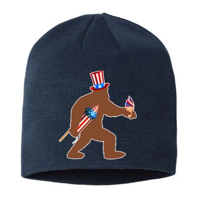 Patriotic Bigfoot Fireworks USA Sustainable Beanie