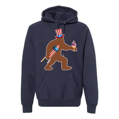 Patriotic Bigfoot Fireworks USA Premium Hoodie