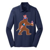 Patriotic Bigfoot Fireworks USA Silk Touch Performance Long Sleeve Polo